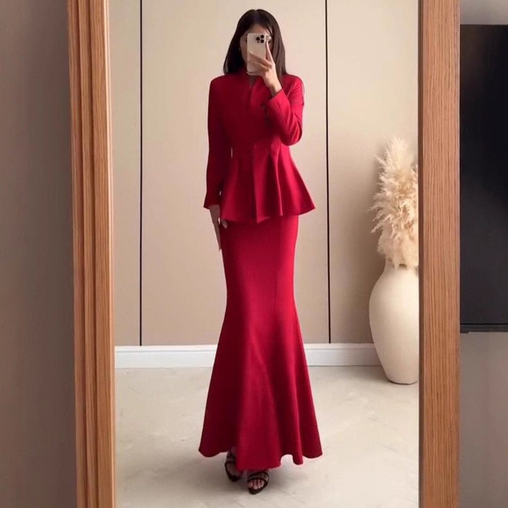 סט מחויט בלייזר וחצאית מקסי - SARINA