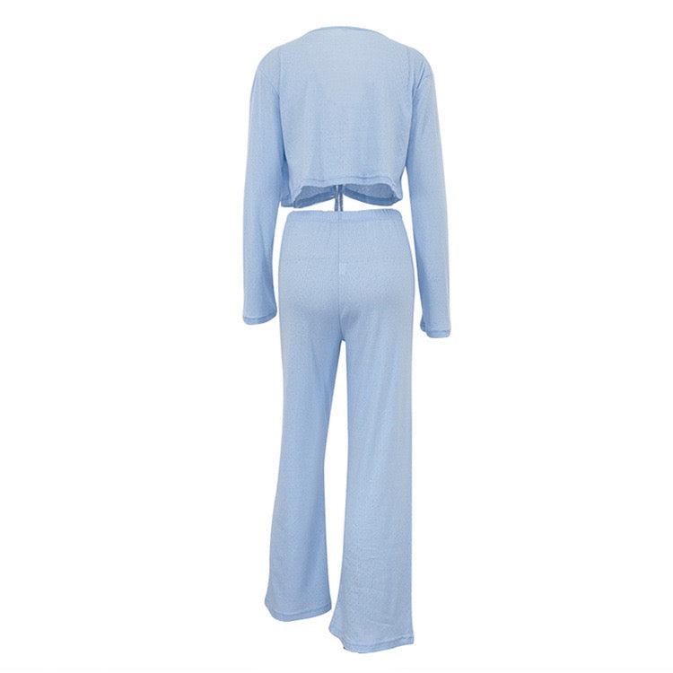 חליפת שני חלקים חולצת קשירה ומכנסיים ארוכים - נטע