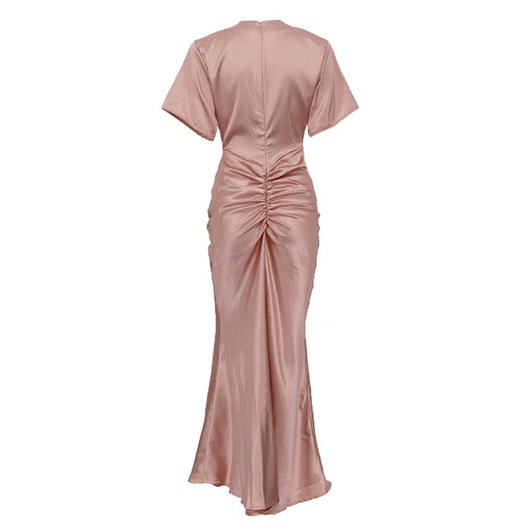 שמלת מקסי סאטן בעיצוב כיווצים - דניה