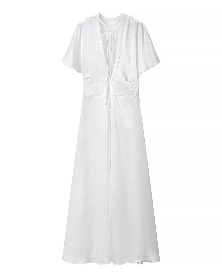 שמלת מקסי סאטן בעיצוב כיווצים - דני