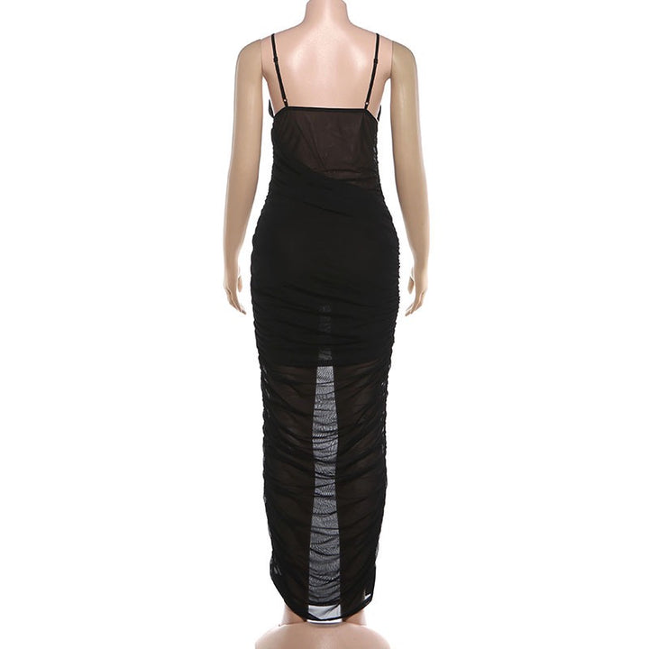 שמלת מידי שיפון בעיצוב כיווצים ותחתית - כרם