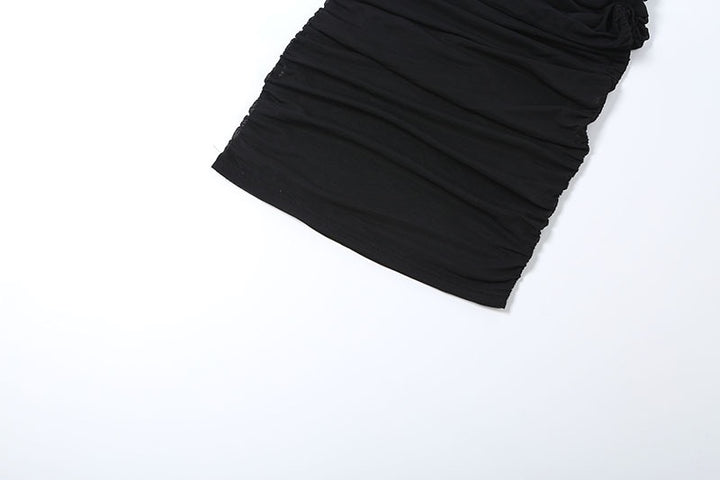 שמלת מידי שיפון בעיצוב כיווצים ותחתית - כרם