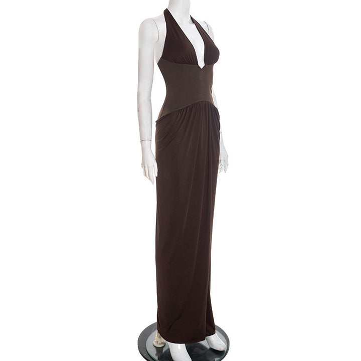 שמלת מקסי קשירה בעורף גב פתוח - YALINA