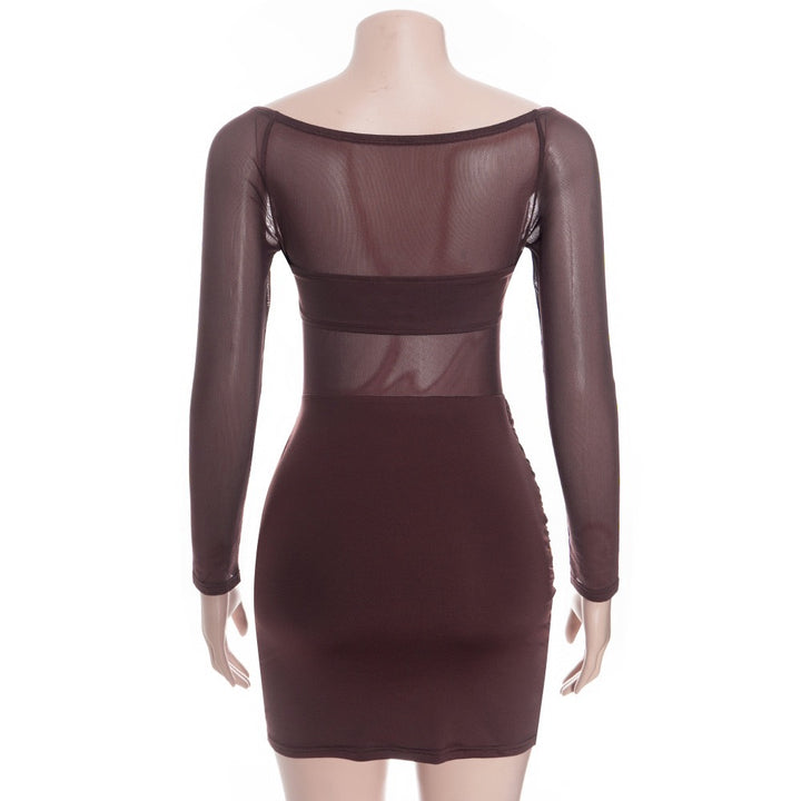 שמלת מיני בעיצוב שיפון כתפיים חשופות - אלה לי