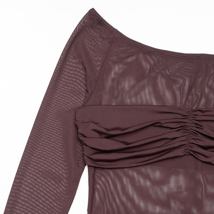 שמלת מיני בעיצוב שיפון כתפיים חשופות - אלה לי