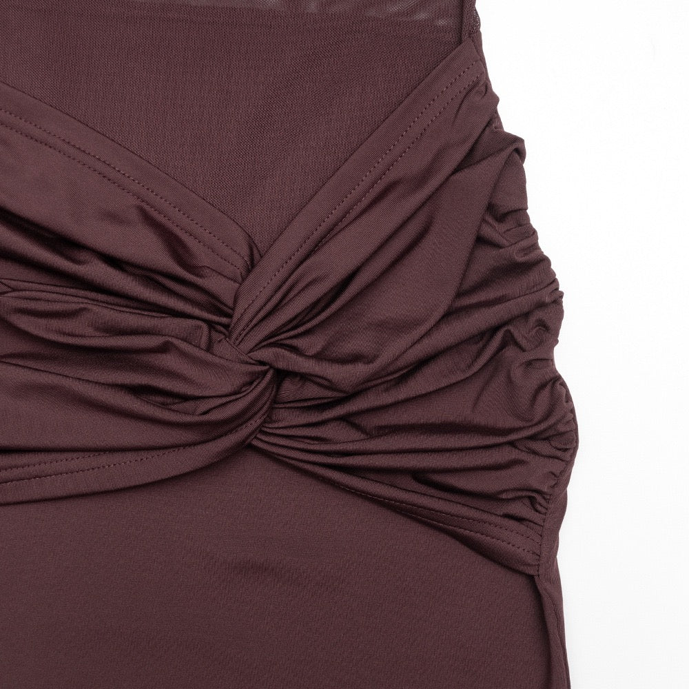 שמלת מיני בעיצוב שיפון כתפיים חשופות - אלה לי