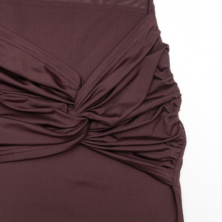 שמלת מיני בעיצוב שיפון כתפיים חשופות - אלה לי