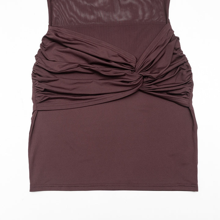 שמלת מיני בעיצוב שיפון כתפיים חשופות - אלה לי