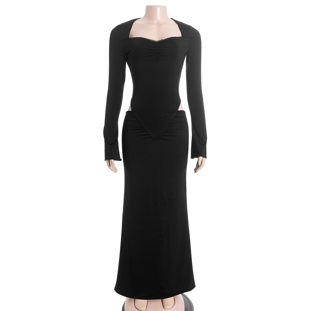 שמלת מקסי בעיצוב פתחים בעיטור תחרה - ליס