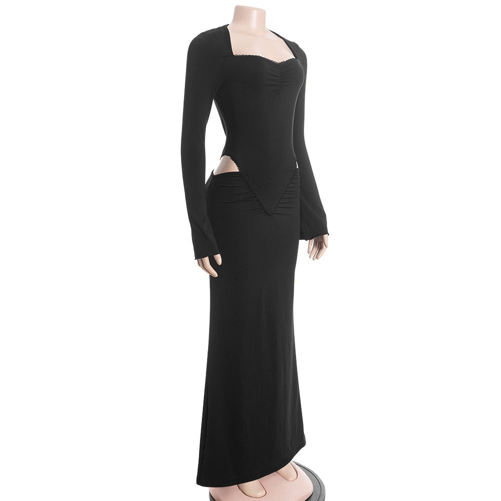 שמלת מקסי בעיצוב פתחים בעיטור תחרה - ליס