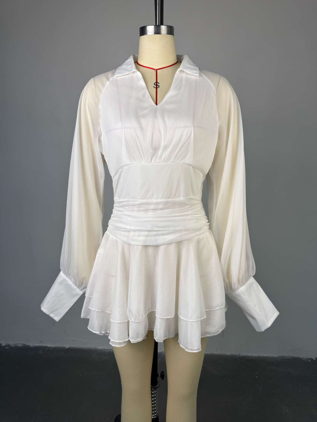 שמלת מיני שיפון חצאית שכבות מלמלה גב פתוח - יולי