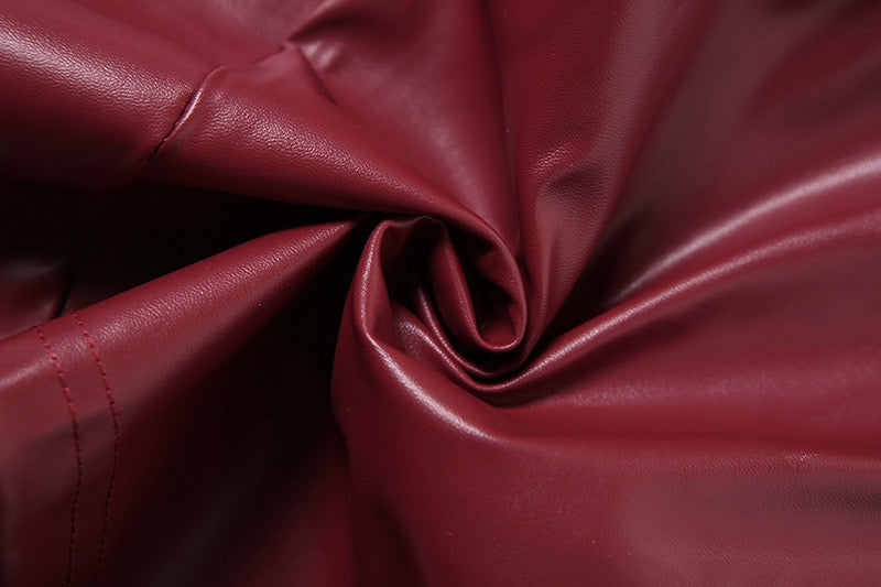 שמלת מיני סטרפלס כיווצים דמוי עור בעיצוב מחוך - Lena