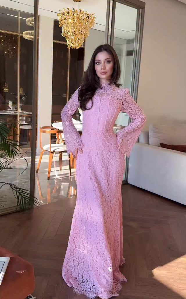 שמלת מקסי תחרה בעיצוב מחוך - טוהר