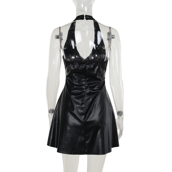 שמלת מיני דמוי עור בגזרת A - טום