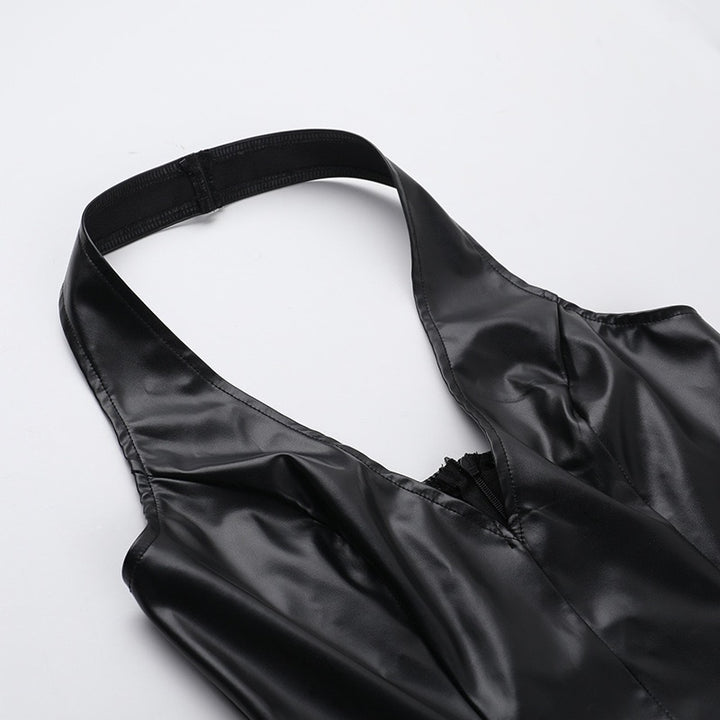 שמלת מיני דמוי עור בגזרת A - טום