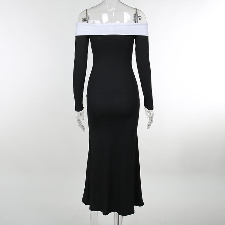 שמלת מקסי כתפיים חשופות - שקדי