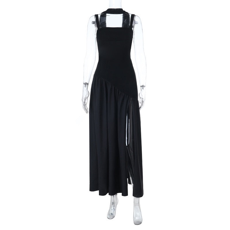 שמלת מקסי אלגנטית בעיצוב שסע בעיטור צעיף - פאר