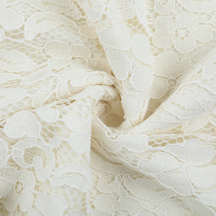 שמלת מקסי תחרה בעיצוב כתפיות פרחים - נורית