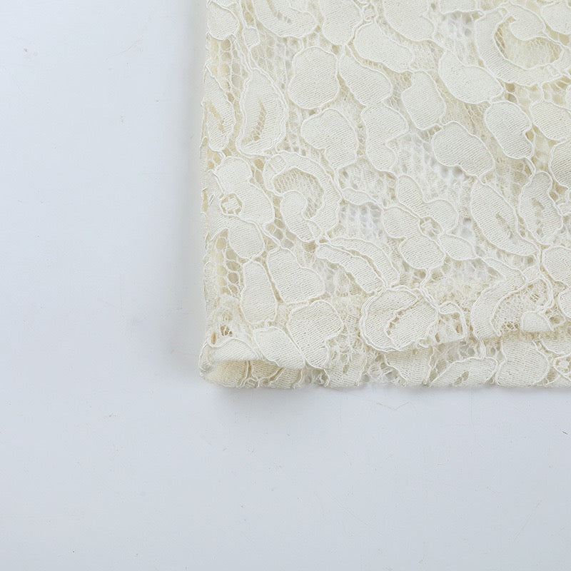 שמלת מקסי תחרה בעיצוב כתפיות פרחים - נורית