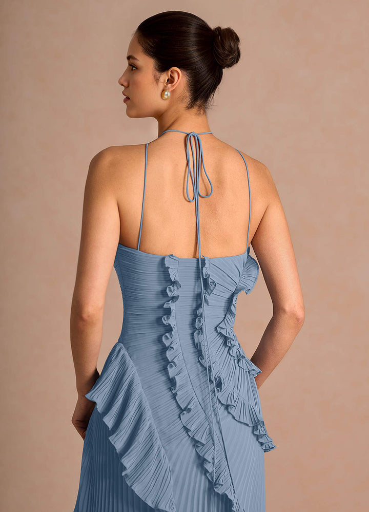 שמלת מקסי אלגנטית בעיצוב מלמלה וקיפולים - לארינה