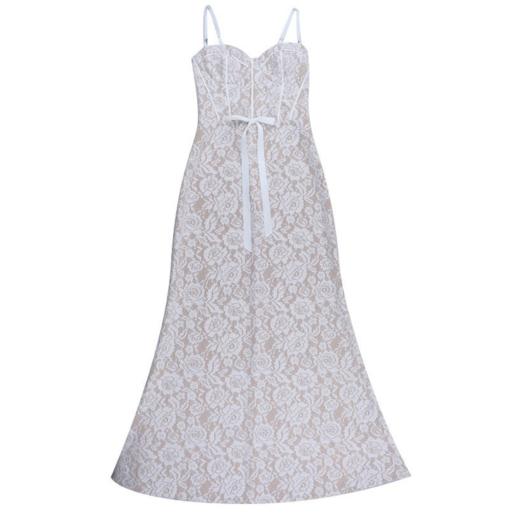 שמלת מקסי תחרה בעיצוב תחתית אטומה - מאריס