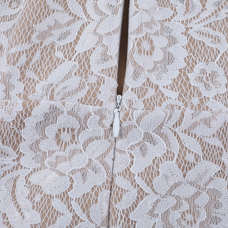 שמלת מקסי תחרה בעיצוב תחתית אטומה - מאריס