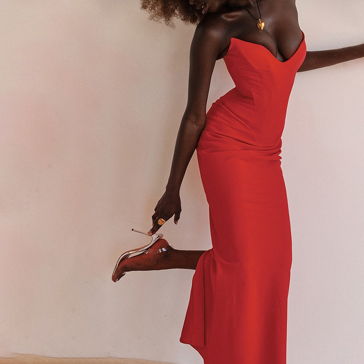 שמלת מקסי בת הים בד מחטב - אריאלה