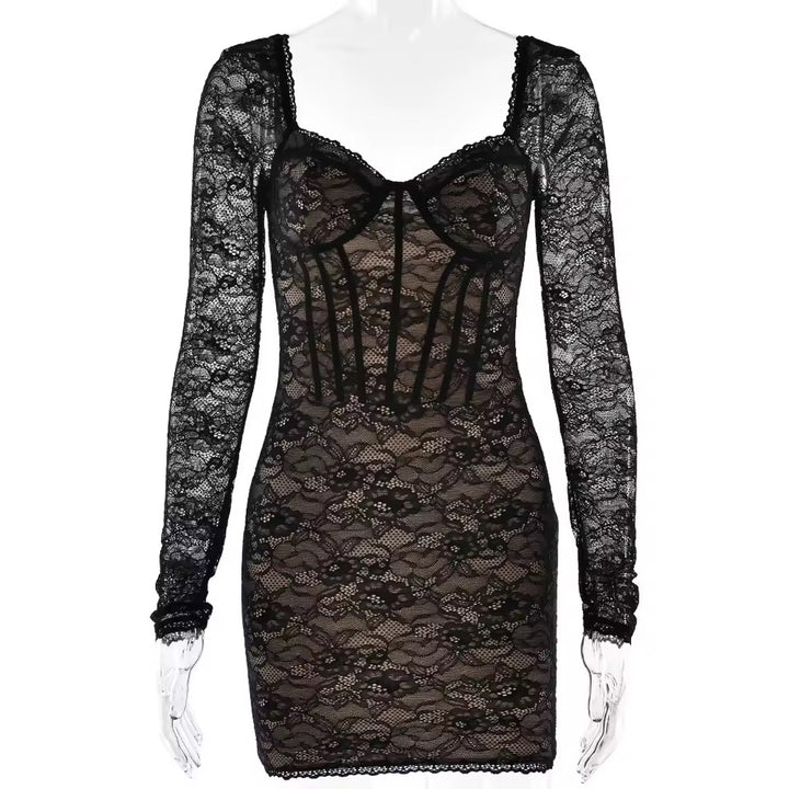 שמלת מיני תחרה בעיצוב מחוך - עלמא