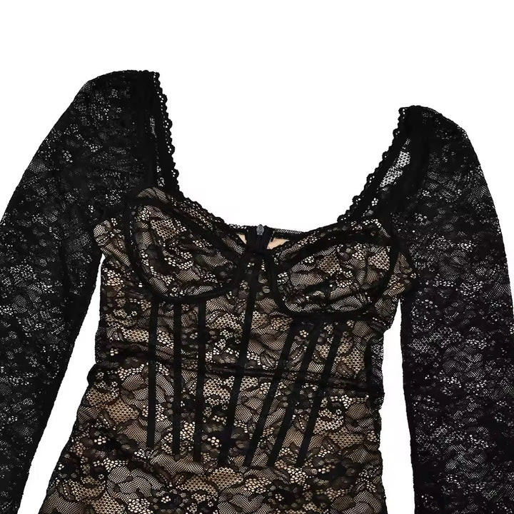 שמלת מיני תחרה בעיצוב מחוך - עלמא