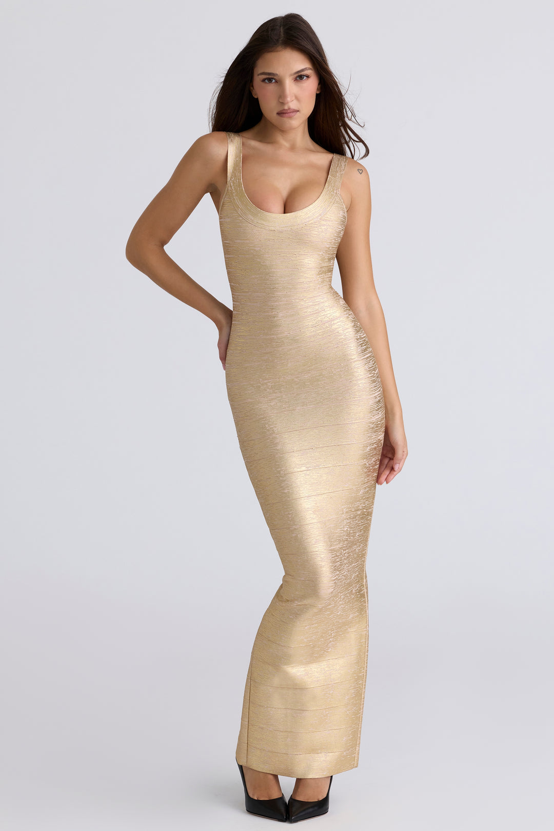 שמלת מקסי בד מחטב ומבריק - Briella