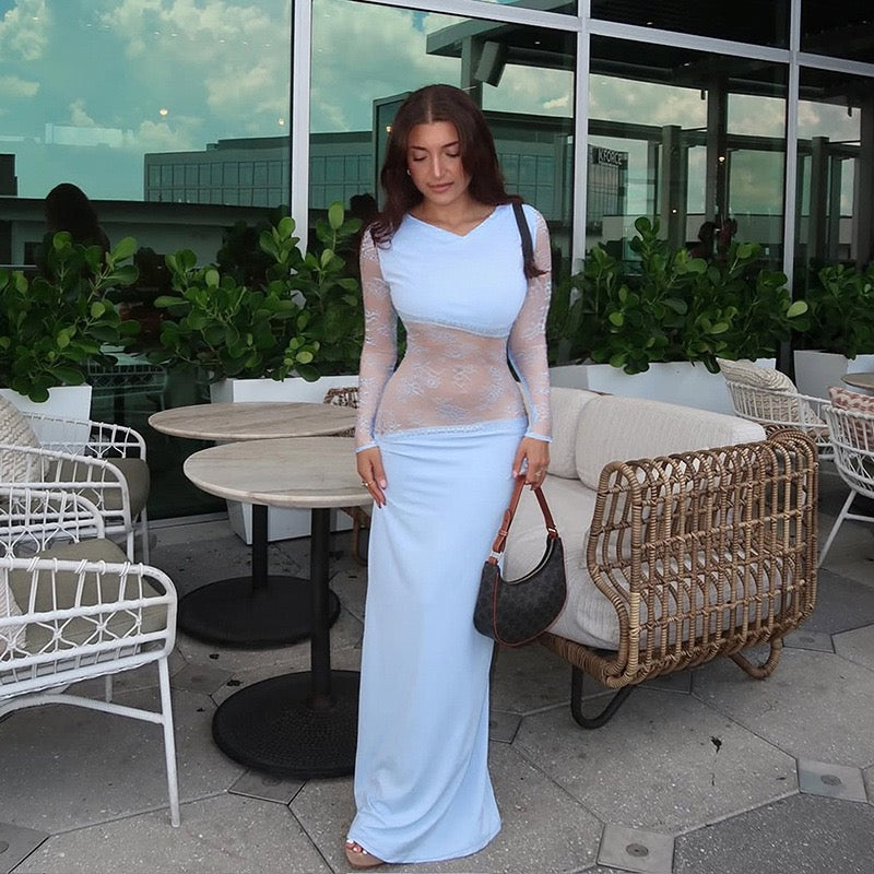 שמלת מקסי אלגנטית בעיצוב תחרה - ליאל