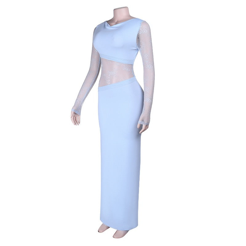 שמלת מקסי אלגנטית בעיצוב תחרה - ליאל