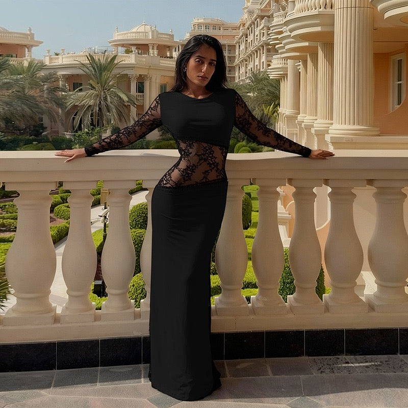 שמלת מקסי אלגנטית בעיצוב תחרה - ליאל