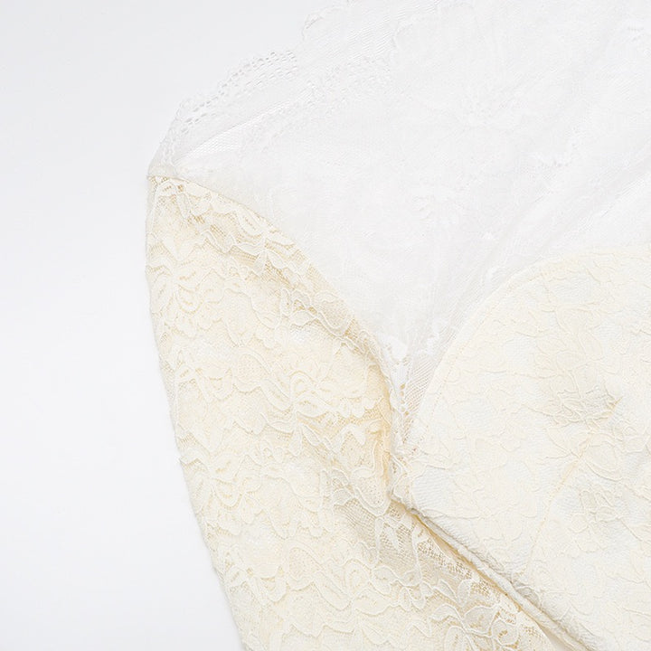 שמלת מקסי תחרה כתפיים חשופות בגזרת בת הים  - מיאל