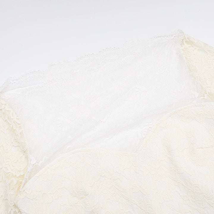 שמלת מקסי תחרה כתפיים חשופות בגזרת בת הים  - מיאל