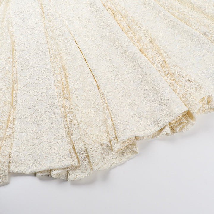 שמלת מקסי תחרה כתפיים חשופות בגזרת בת הים  - מיאל