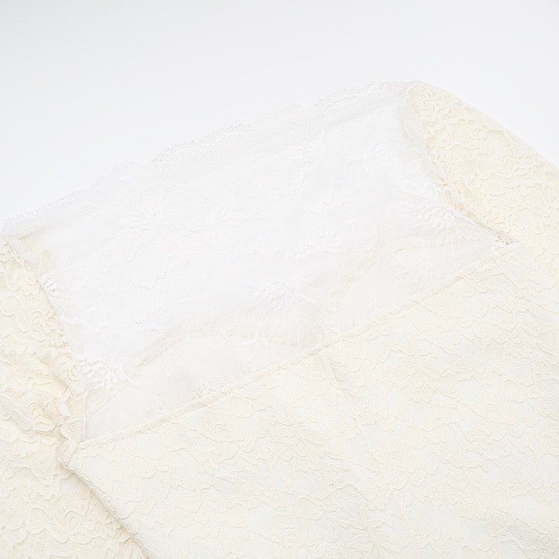 שמלת מקסי תחרה כתפיים חשופות בגזרת בת הים  - מיאל