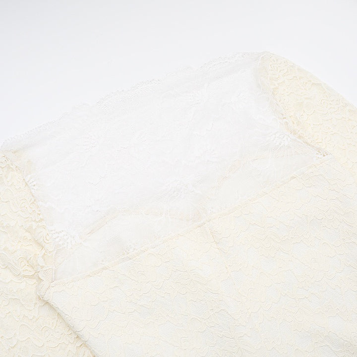 שמלת מקסי תחרה כתפיים חשופות בגזרת בת הים  - מיאל