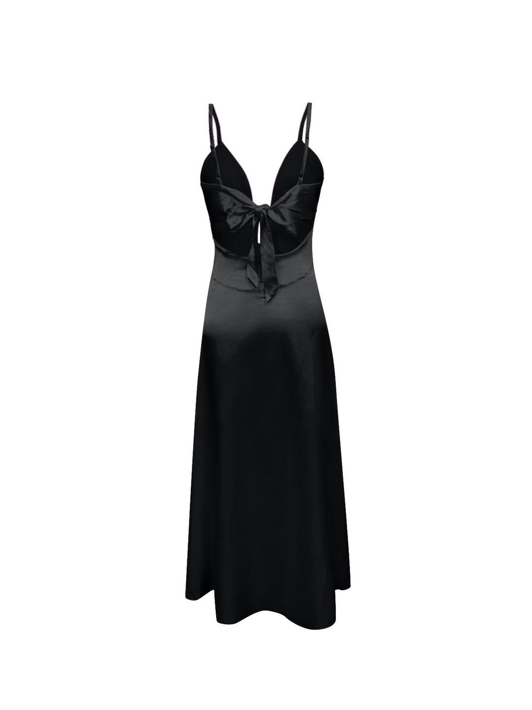 שמלת מקסי סאטן קשירה בחזה ובגב פתוח  - זוהר