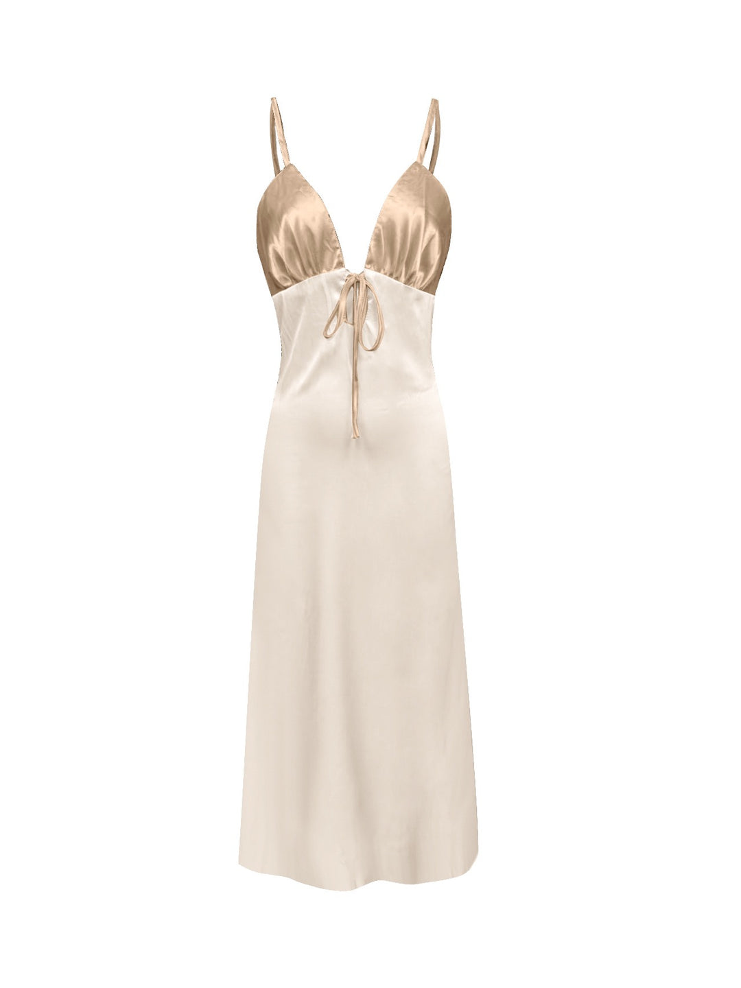 שמלת מקסי סאטן קשירה בחזה ובגב פתוח  - זוהר