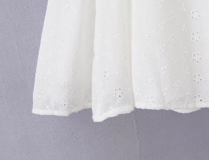 שמלת מיני בגזרת A בד רקום חורים - יעלי