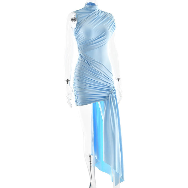 שמלת מיני כיווצים בעיצוב אסימטרי בעיטור שובל - ג'יי