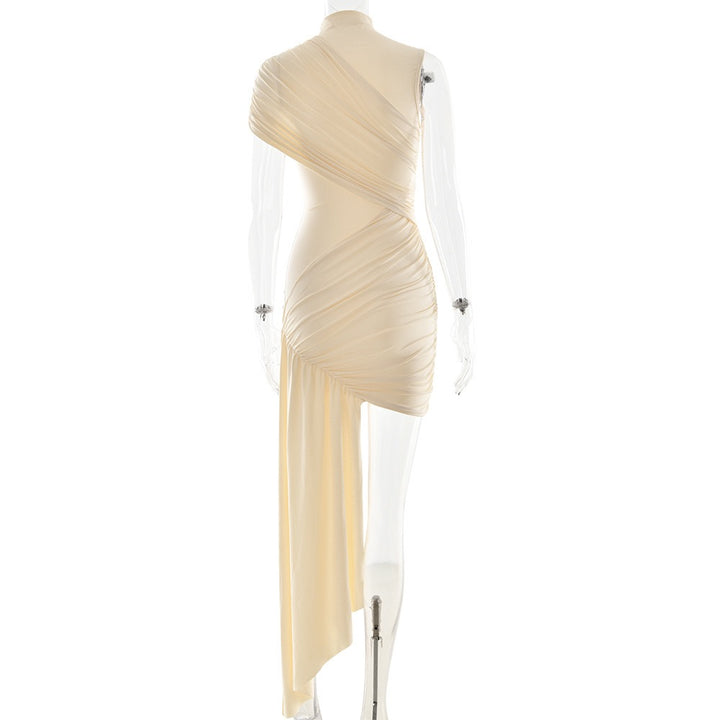 שמלת מיני כיווצים בעיצוב אסימטרי בעיטור שובל - ג'יי