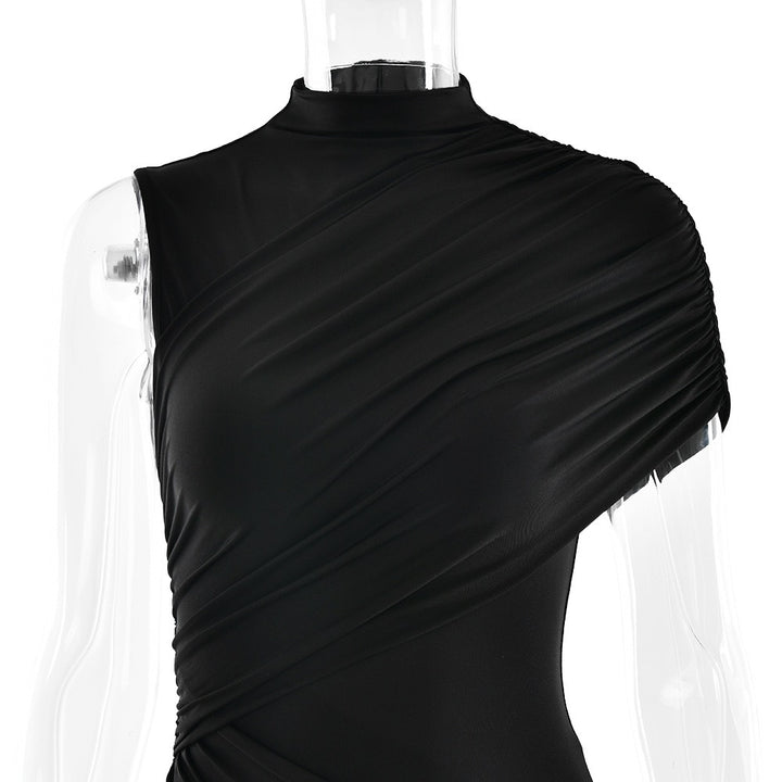 שמלת מיני כיווצים בעיצוב אסימטרי בעיטור שובל - ג'יי