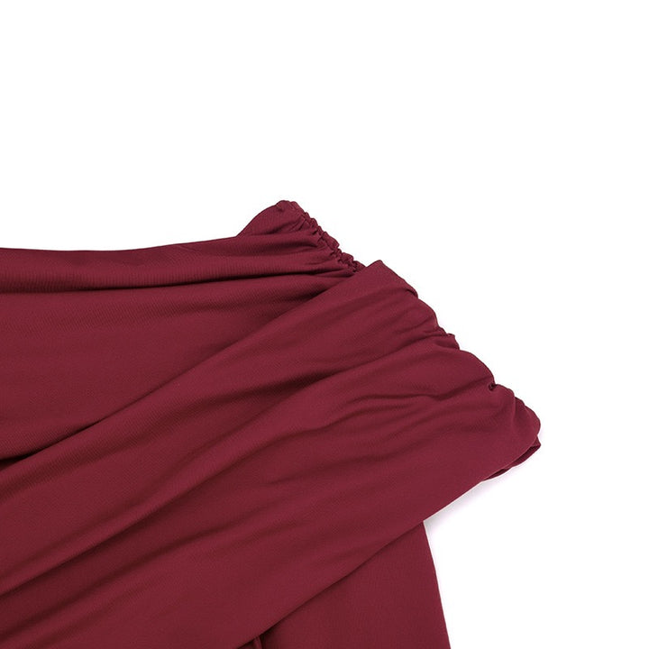 שמלת מקסי בעיצוב כיווצים וקיפולים כתף חשופה - ג׳ודית