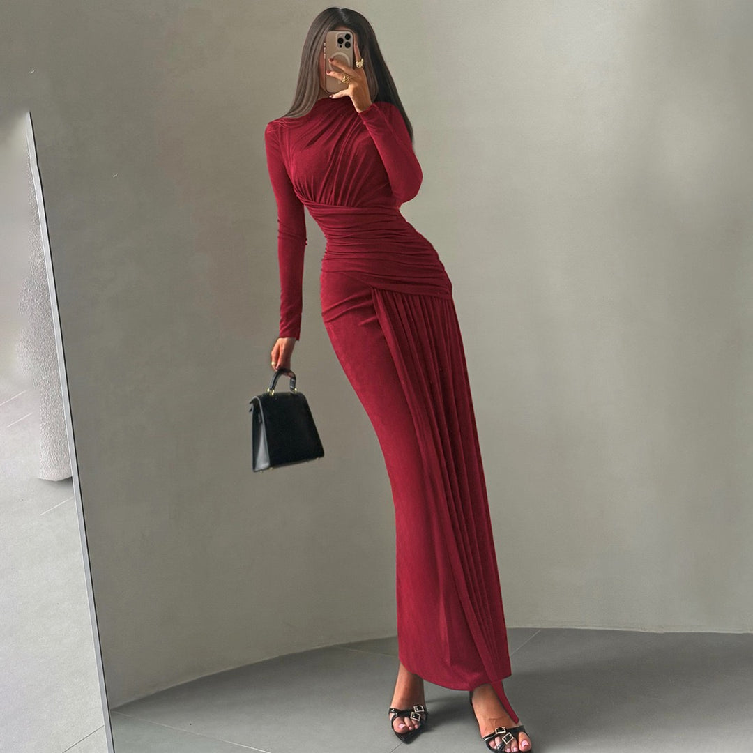 שמלת מקסי בעיצוב כיווצים וקיפולים - קסנדרה