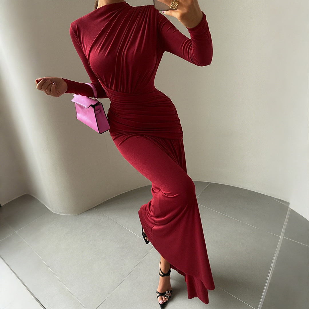 שמלת מקסי בעיצוב כיווצים וקיפולים - קסנדרה