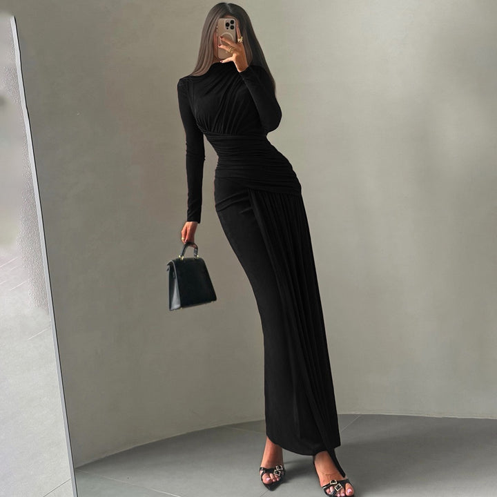 שמלת מקסי בעיצוב כיווצים וקיפולים - קסנדרה