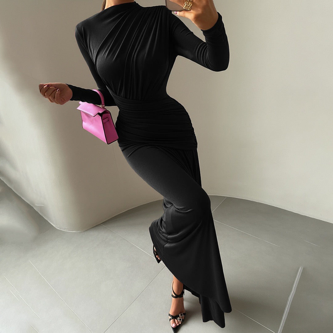 שמלת מקסי בעיצוב כיווצים וקיפולים - קסנדרה