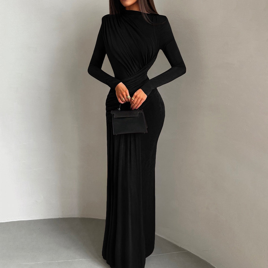 שמלת מקסי בעיצוב כיווצים וקיפולים - קסנדרה